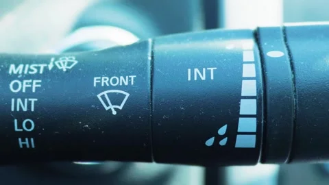 Car windshield wiper control stalk lever with speed symbols Stock Footage 336661302