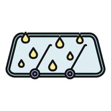 Car windshield with wipers and rain drops Stock Illustration