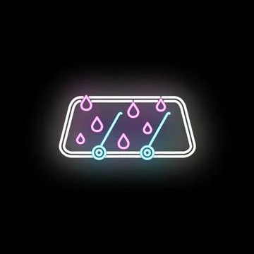 Car windshield wipers cleaning rain neon icon イラスト素材