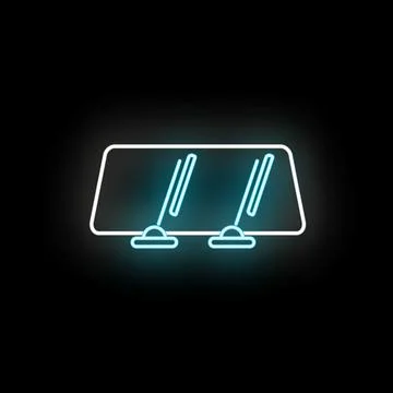 Car windshield wipers neon sign glowing blue Stock Illustration