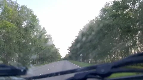 Car windshield wipers wipe and clean the windshield of dirt, dust Stock Footage 156950055