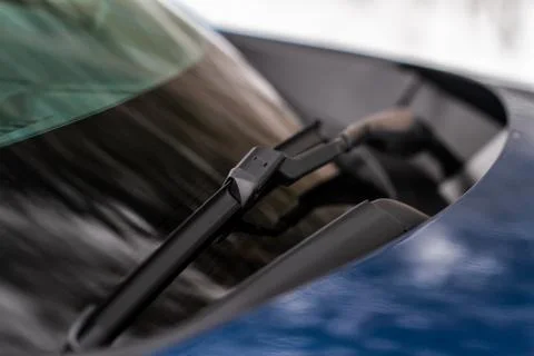 Car windwhield wiper close up. Modern car windshield wiper. Foto stock