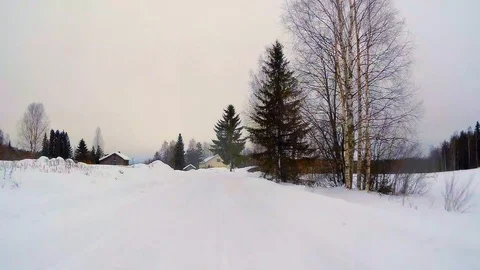 Car on winter forest road, timelapse Stock Footage 101162523