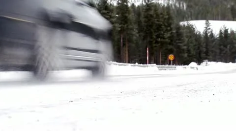 A car on a winter road Stock Footage 11333264