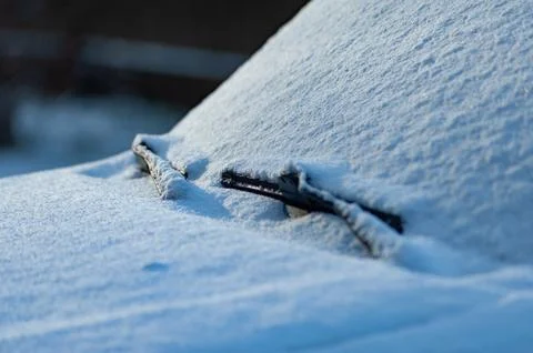 Car in winter in the snow. Close-up Stock Photos