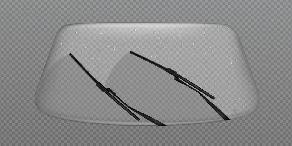 Car wiper clean windscreen, windshield with drops Illustrazione stock
