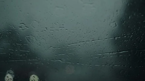 Car wipers cannot remove heavy rain from a car windshield during storm 스톡 동영상 115067474
