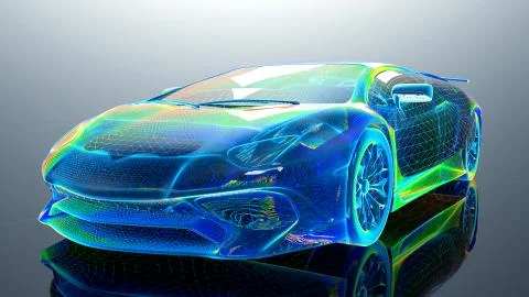 Car in wireframe Illustrazione stock