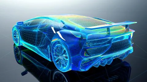 Car in wireframe Stock Illustration