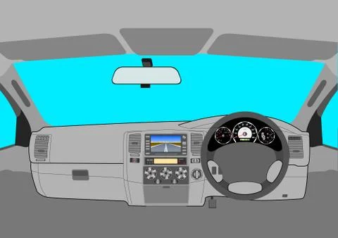 The car without a driver on the road. 스톡 일러스트