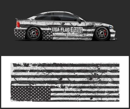 Car wrap decal design concept  for Car Magnets, American flags Stock Illustration