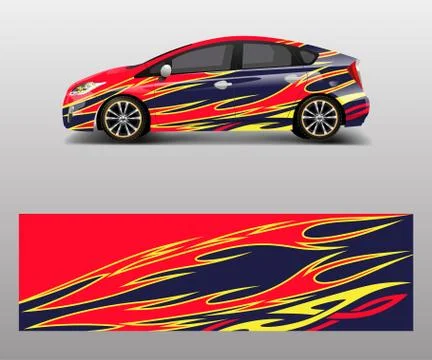 Car wrap decal design vector. Graphic abstract racing designs for vehicle, ra Stock Illustration