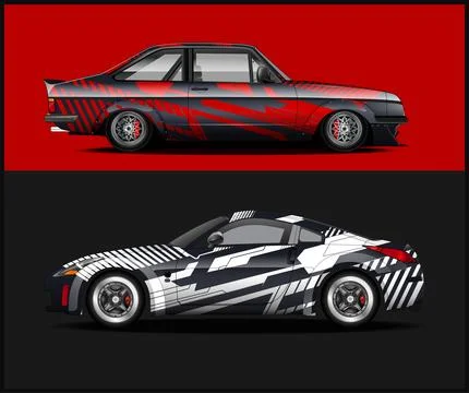 Car wrap decal design vector, custom livery race rally car vehicle sticker Stock Illustration