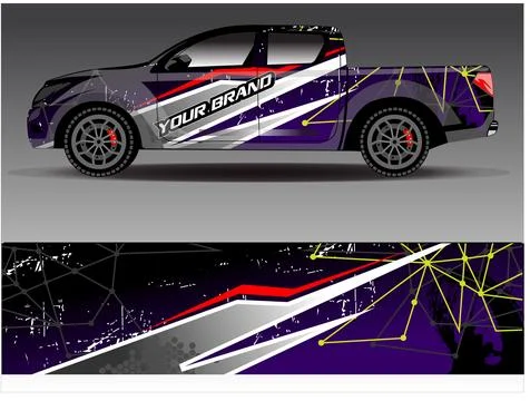 Car wrap design vector. Graphic abstract stripe racing background designs Stock Illustration