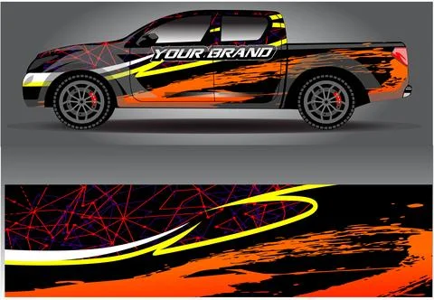 Car wrap design vector. Graphic abstract stripe racing background designs Stock Illustration