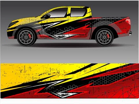 Car wrap design vector. Graphic abstract stripe racing background designs Stock Illustration
