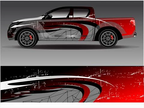 Car wrap design vector. Graphic abstract stripe racing background designs Stock Illustration