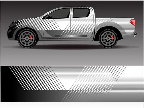 Car wrap design vector. Graphic abstract stripe racing background designs Illustrazione stock