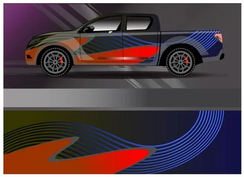 Car wrap design vector. Graphic abstract stripe racing background designs Stock Illustration