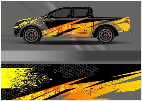 Car wrap design vector. Graphic abstract stripe racing background designs Stock Illustration