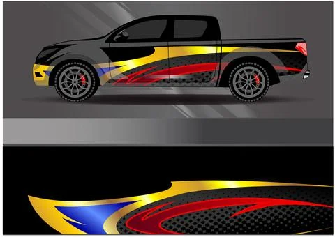 Car wrap design vector. Graphic abstract stripe racing background designs Stock Illustration