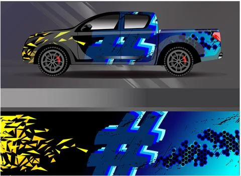 Car wrap design vector. Graphic abstract stripe racing background designs Stock Illustration