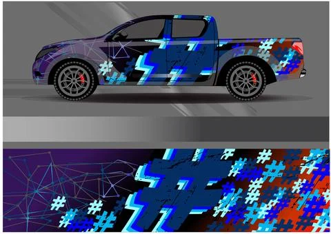 Car wrap design vector. Graphic abstract stripe racing background designs Illustrazione stock