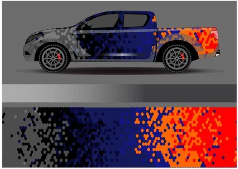 Car wrap design vector. Graphic abstract stripe racing background designs Stock Illustration