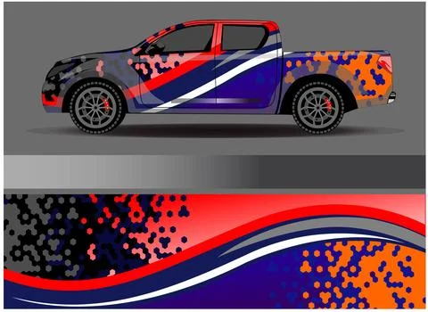 Car wrap design vector. Graphic abstract stripe racing background designs Illustrazione stock