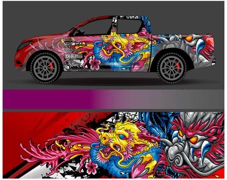 Car wrap design vector. Graphic abstract stripe racing background designs Stock Illustration