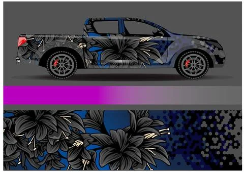Car wrap design vector. Graphic abstract stripe racing background designs Stock Illustration