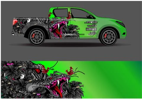 Car wrap design vector. Graphic abstract stripe racing background designs Stock Illustration