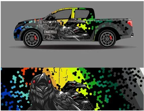 Car wrap design vector. Graphic abstract stripe racing background designs Stock Illustration