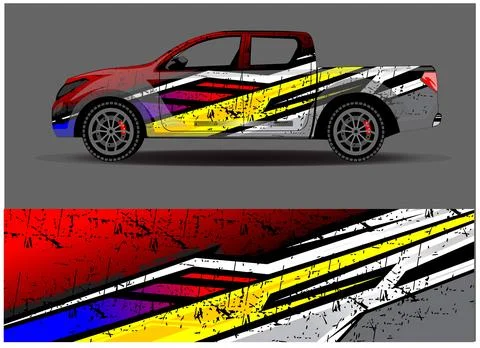 Car wrap design vector. Graphic abstract stripe racing background designs Stock Illustration