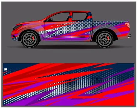 Car wrap design vector. Graphic abstract stripe racing background designs Illustrazione stock