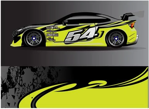 Car wrap design vector. Graphic abstract stripe racing background designs Stock Illustration