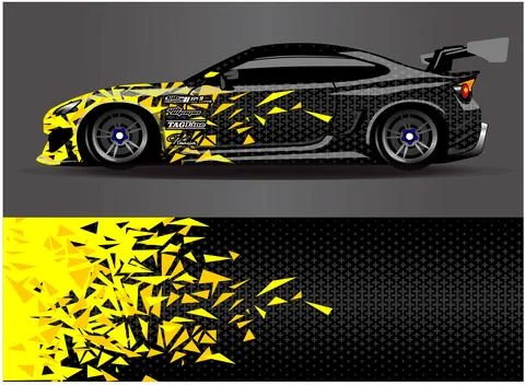 Car wrap design vector. Graphic abstract stripe racing background designs Stock Illustration