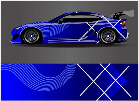 Car wrap design vector. Graphic abstract stripe racing background designs Stock Illustration