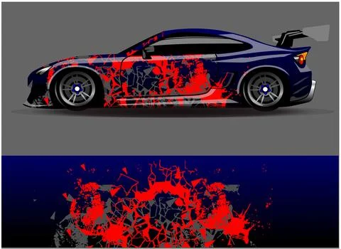 Car wrap design vector. Graphic abstract stripe racing background designs Stock Illustration