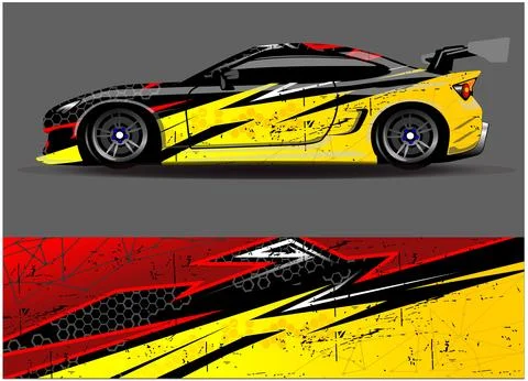 Car wrap design vector. Graphic abstract stripe racing background designs Stock Illustration