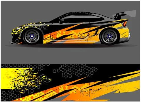 Car wrap design vector. Graphic abstract stripe racing background designs Stock Illustration