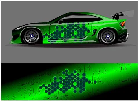 Car wrap design vector. Graphic abstract stripe racing background designs Stock Illustration
