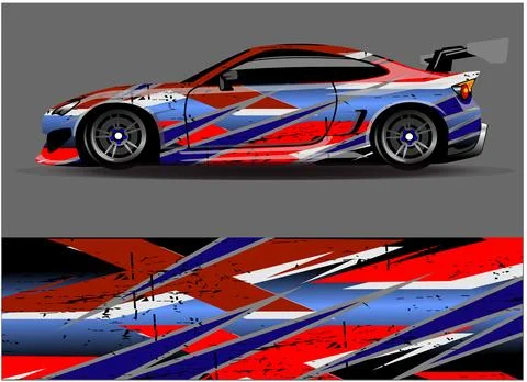Car wrap design vector. Graphic abstract stripe racing background designs Stock Illustration
