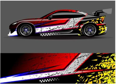 Car wrap design vector. Graphic abstract stripe racing background designs Stock Illustration