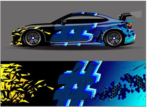 Car wrap design vector. Graphic abstract stripe racing background designs Stock Illustration