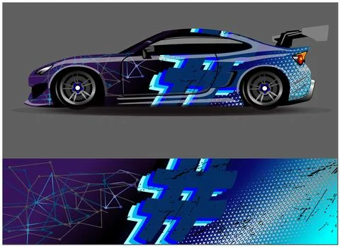 Car wrap design vector. Graphic abstract stripe racing background designs Stock Illustration
