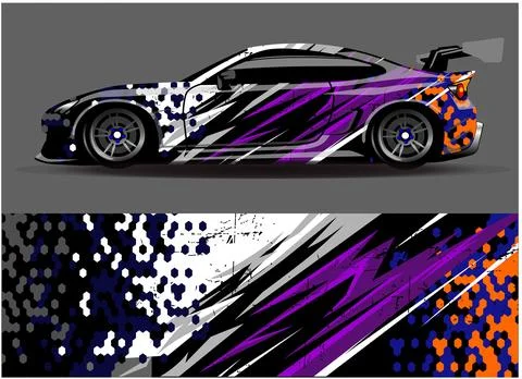 Car wrap design vector. Graphic abstract stripe racing background designs Stock Illustration