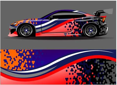 Car wrap design vector. Graphic abstract stripe racing background designs Stock Illustration