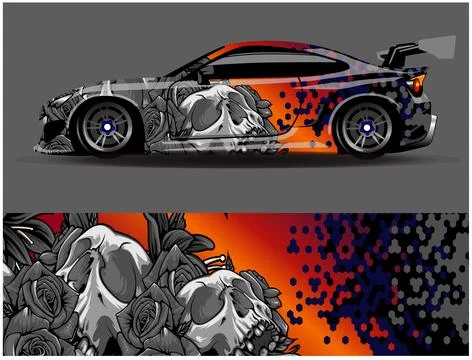 Car wrap design vector. Graphic abstract stripe racing background designs Stock Illustration
