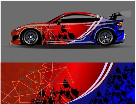 Car wrap design vector. Graphic abstract stripe racing background designs Stock Illustration